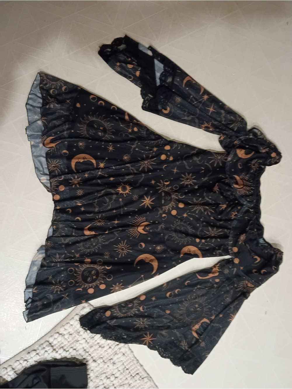 Off-Shoulder Black Moon & Star Print dress